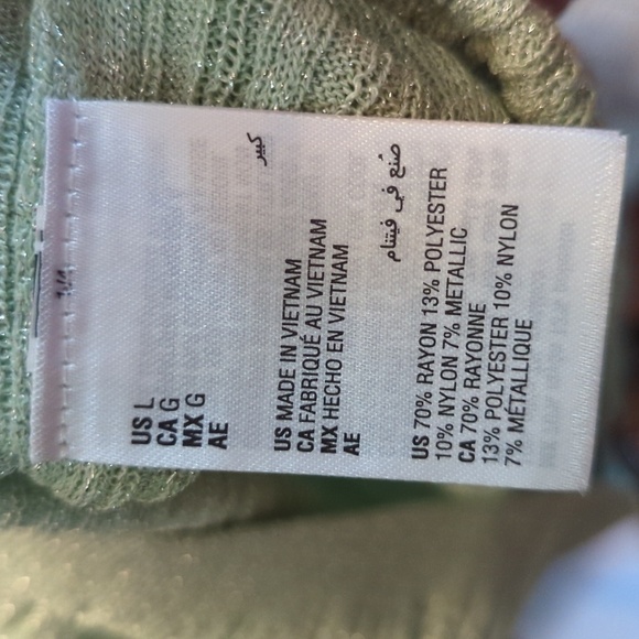 International Concepts Green Ribbed Sweater with Silver Threads Women's Size L - Picture 4 of 5